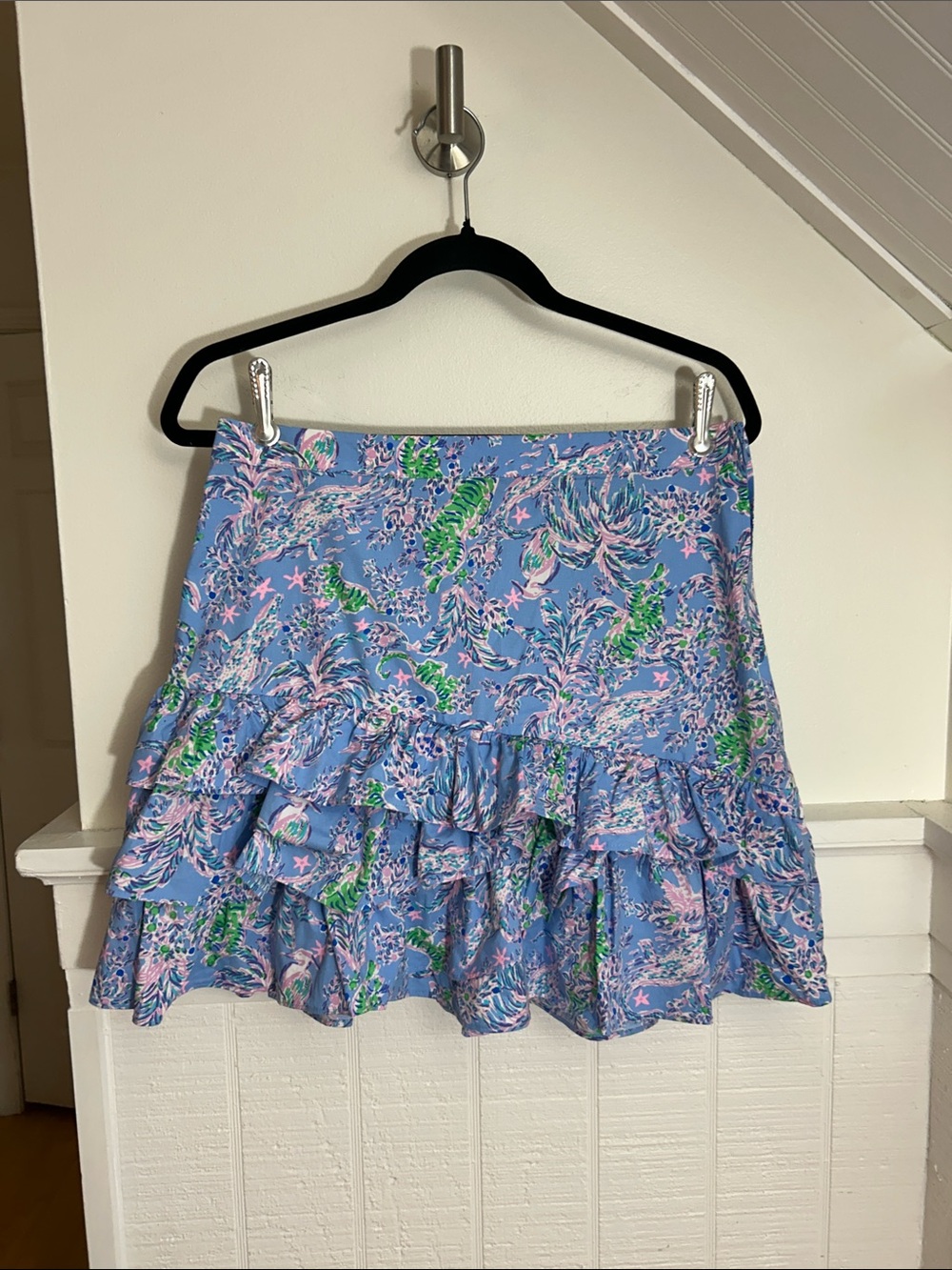 Lilly Pulitzer Rosalie Ruffle Skirt Blue Peri The Turtle Print size 8 - Picture 4 of 11